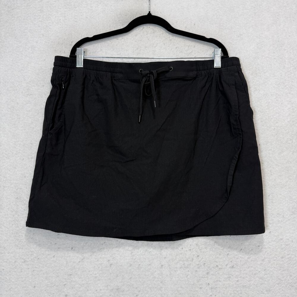 Eddie Bauer Skort Womens XL Black Tulip Hem Built-In Shorts Athletic Hiking